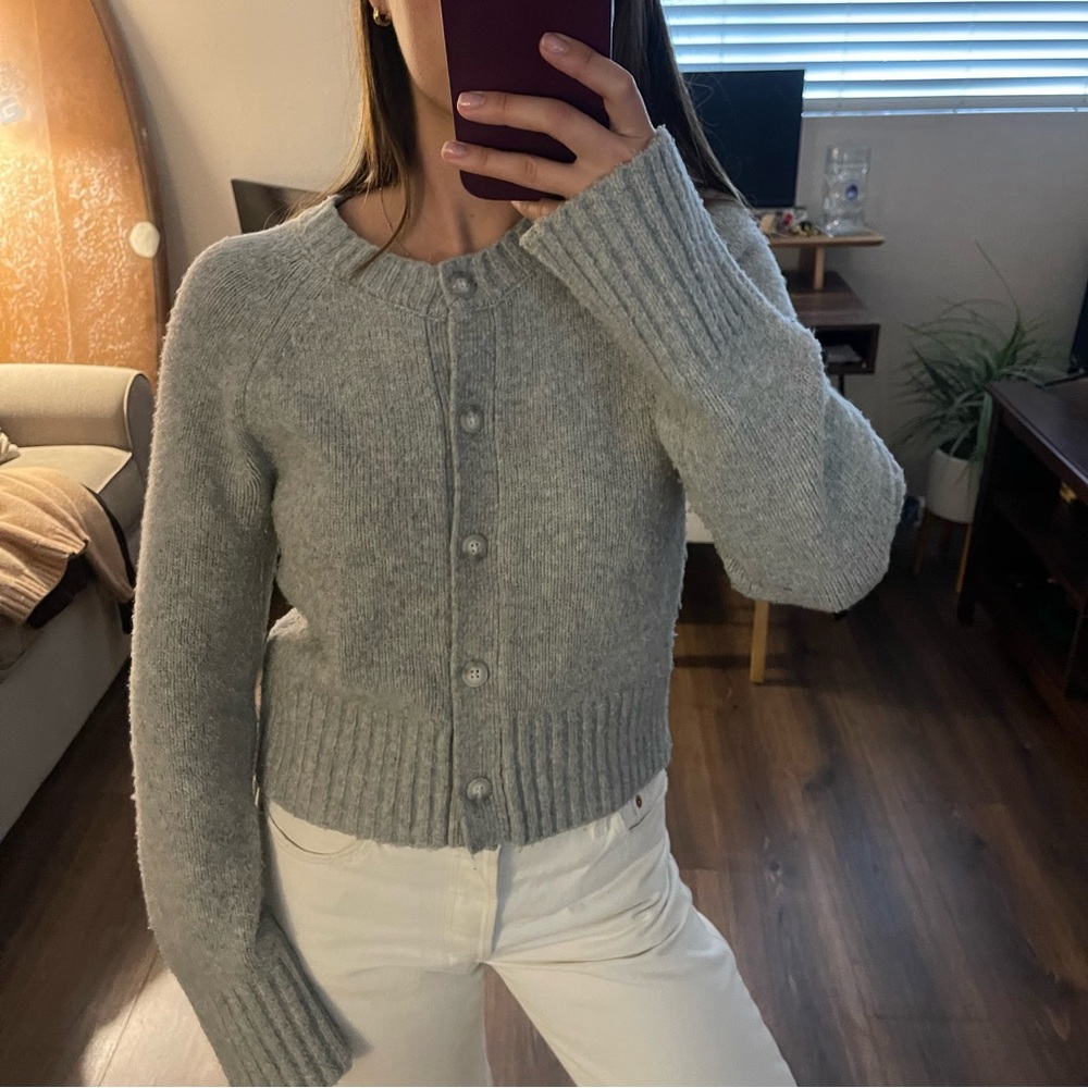 Gray Women's Cardigan Sweater